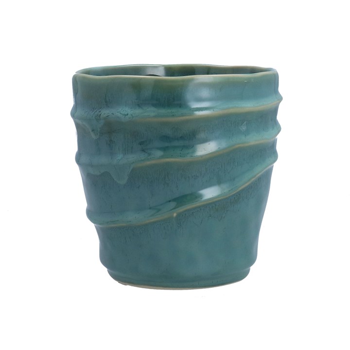 gisela graham Stoneware Pot Cover - Seafoam Wave