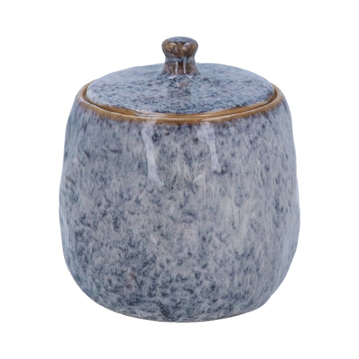 gisela graham Stoneware Pot with Lid - Blue Speckled