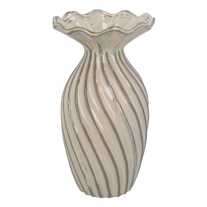 gisela graham Stoneware Vase - Taupe Twist Frill