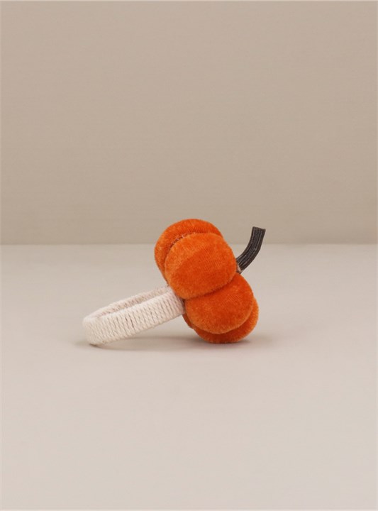 Gisela Graham Velvet Napkin Ring - Orange Pumpkin