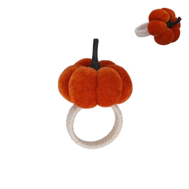 gisela graham Velvet Napkin Ring - Orange Pumpkin