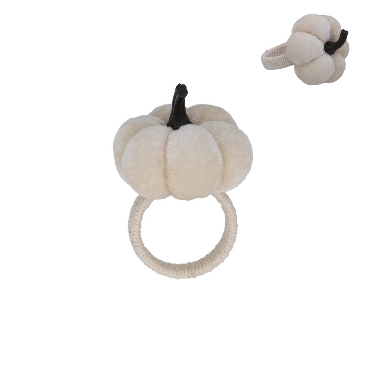 gisela graham Velvet Napkin Ring - White Pumpkin