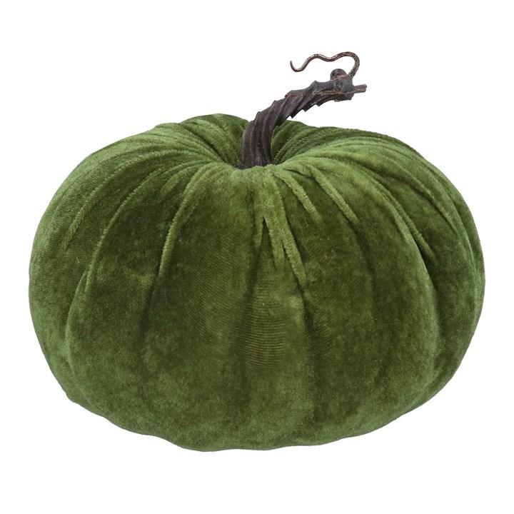 gisela graham Velvet Ornament - Green Pumpkin Large