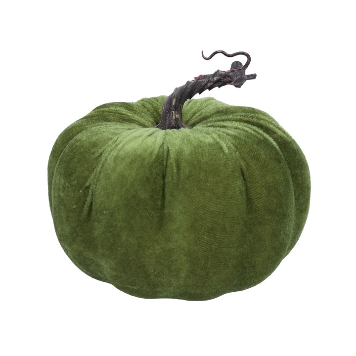 gisela graham Velvet Ornament - Green Pumpkin Med