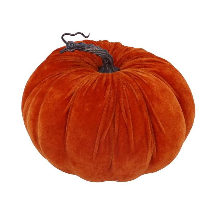 gisela graham Velvet Ornament - Orange Pumpkin Large