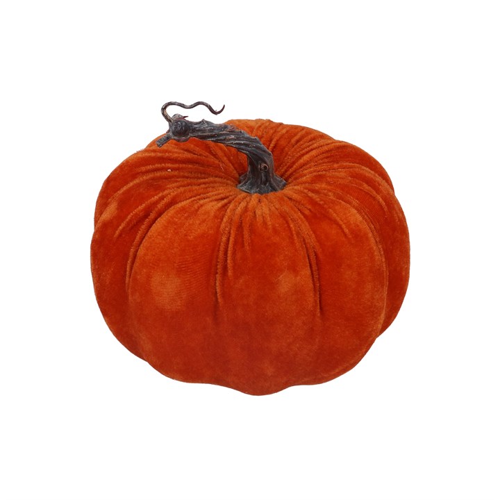 gisela graham Velvet Ornament - Orange Pumpkin Med