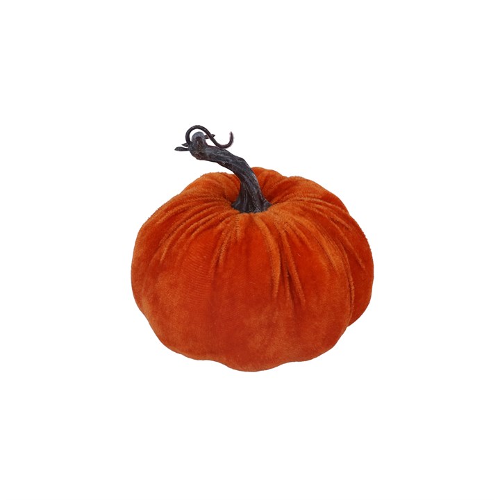 gisela graham Velvet Ornament - Orange Pumpkin Small