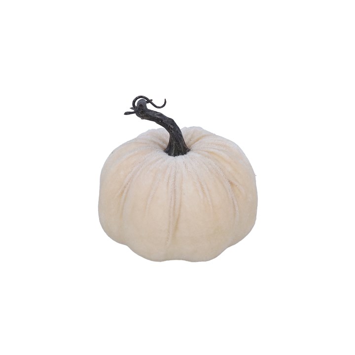 gisela graham Velvet Ornament - White Pumpkin Small