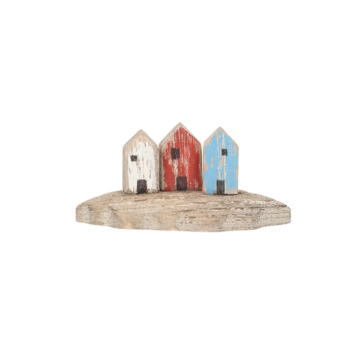 gisela graham Wood Ornament - 7cm Beach Hut Trio