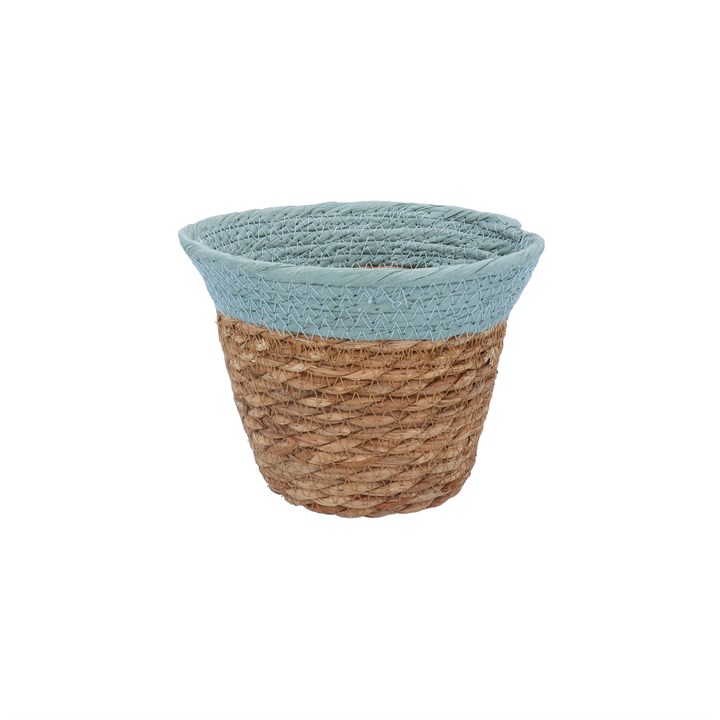 gisela graham Woven Pot Cover - Blue Trim