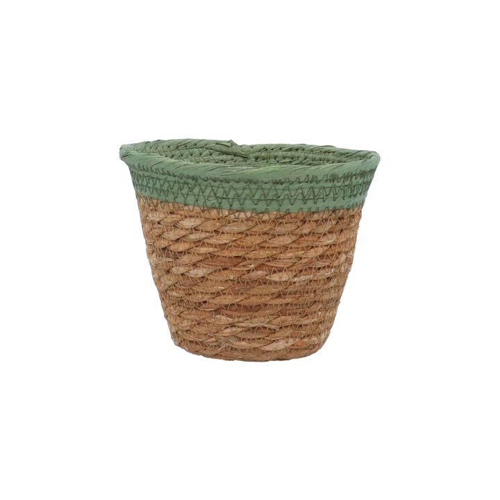 gisela graham Woven Pot Cover - Green Trim