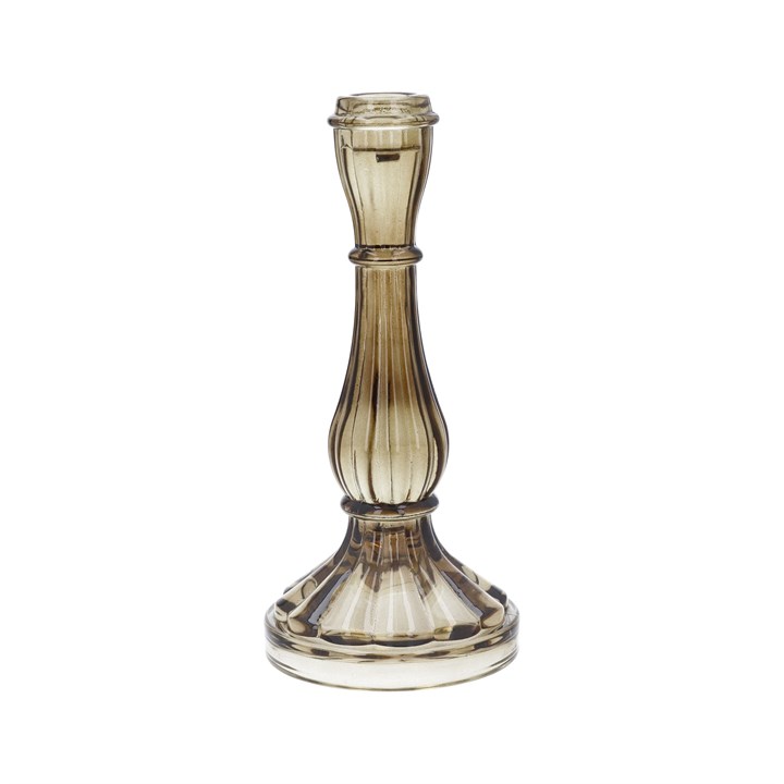 gisela graham Glass Candlestick - Hourglass Light Amber Large