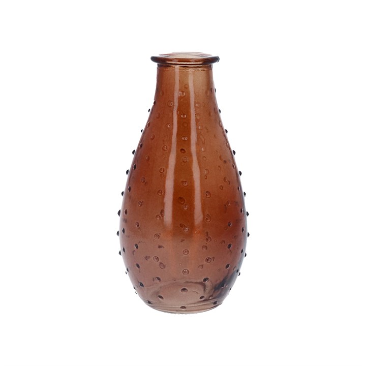 gisela graham Glass Vase - Dark Amber Dimple Pear Bud