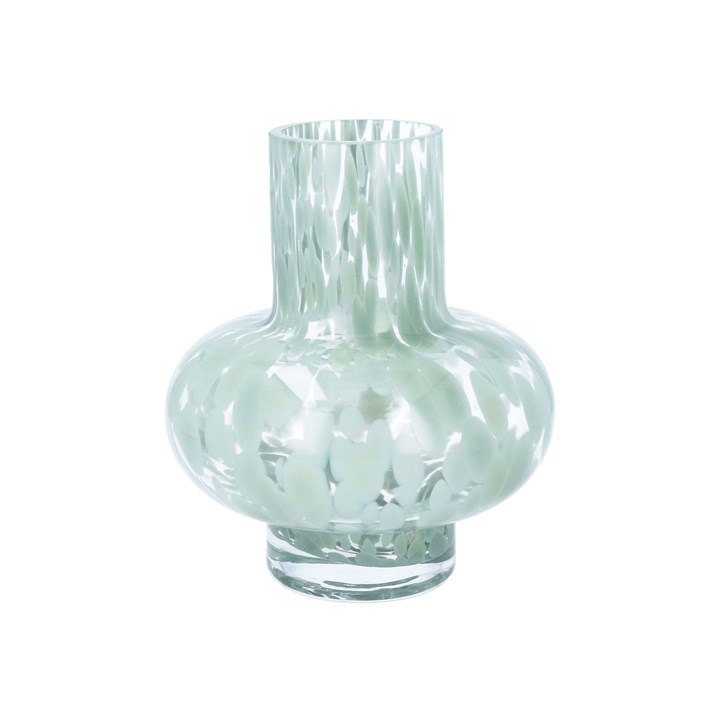 gisela graham Glass Vase - Sage Green Tortoiseshell Funnel