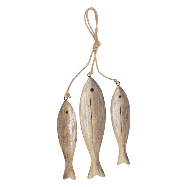 gisela graham Hanging Wood Ornament - Rustic Sardines