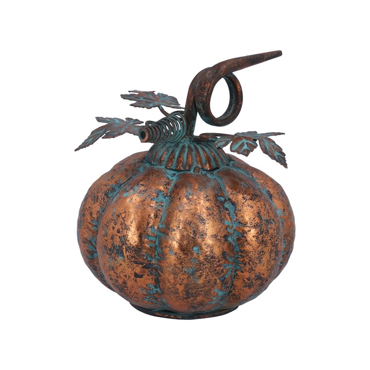 gisela graham Metal Ornament - Copper Antiqued Pumpkin Small