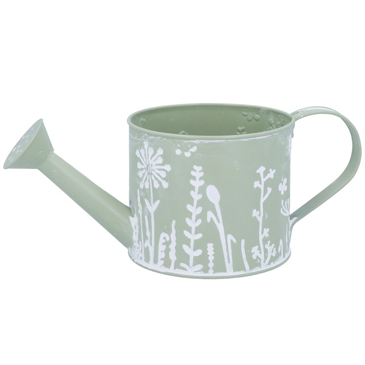 gisela graham Metal Watering Can - Embossed Green Meadow