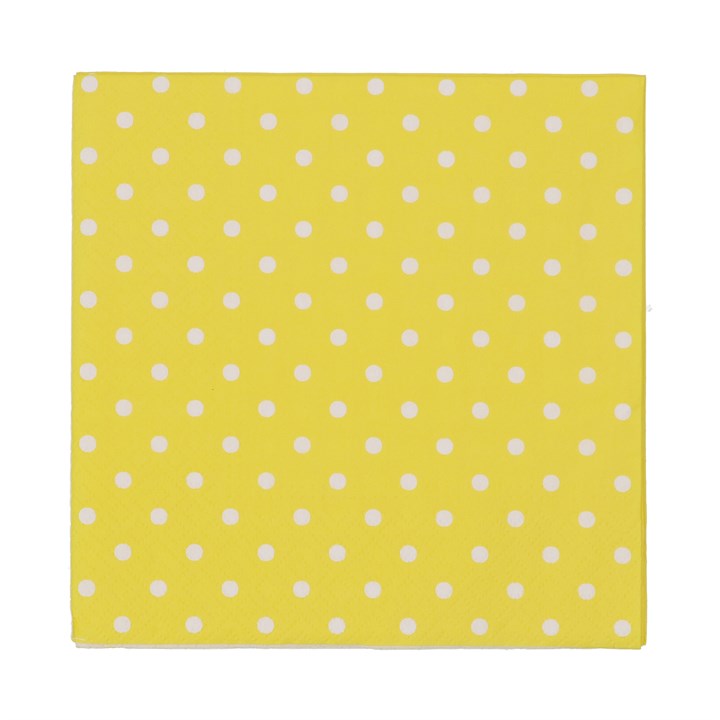gisela graham Pack of 20 Paper Napkins - Yellow Polka Dot