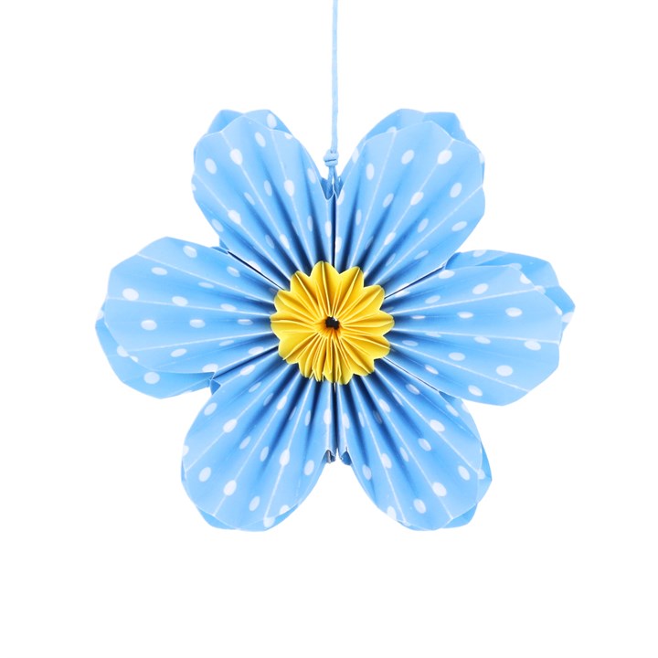 gisela graham Paper Decoration - Blue Polka Dot Flower