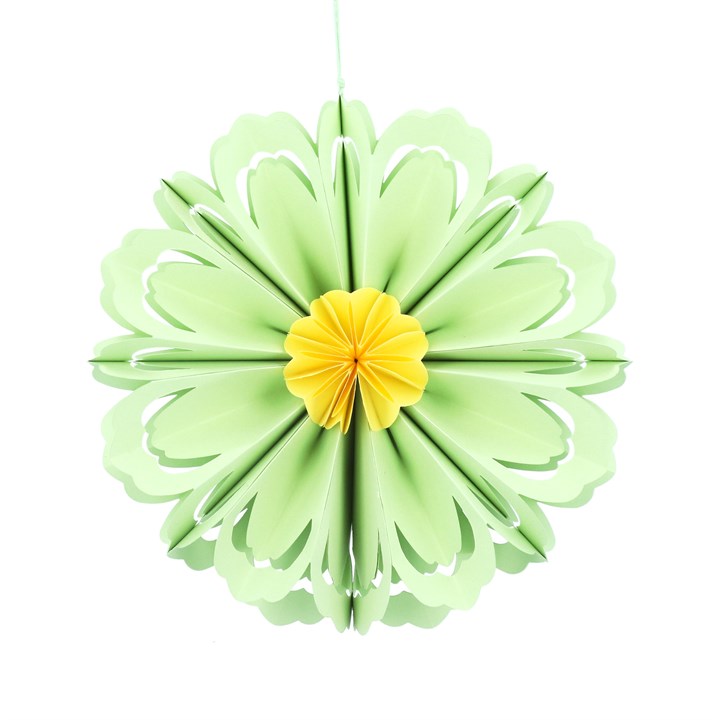 gisela graham Paper Decoration - Green Filigree Edge Flower