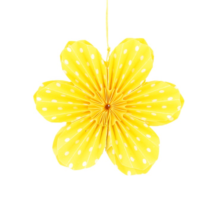 gisela graham Paper Decoration - Yellow Polka Dot Flower