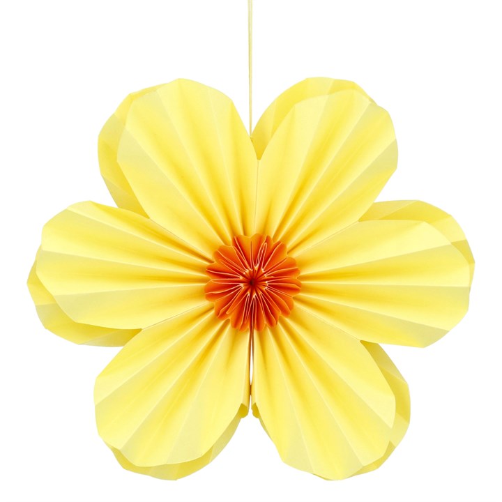 gisela graham Paper Decoration - Yellow Six Petal Flower
