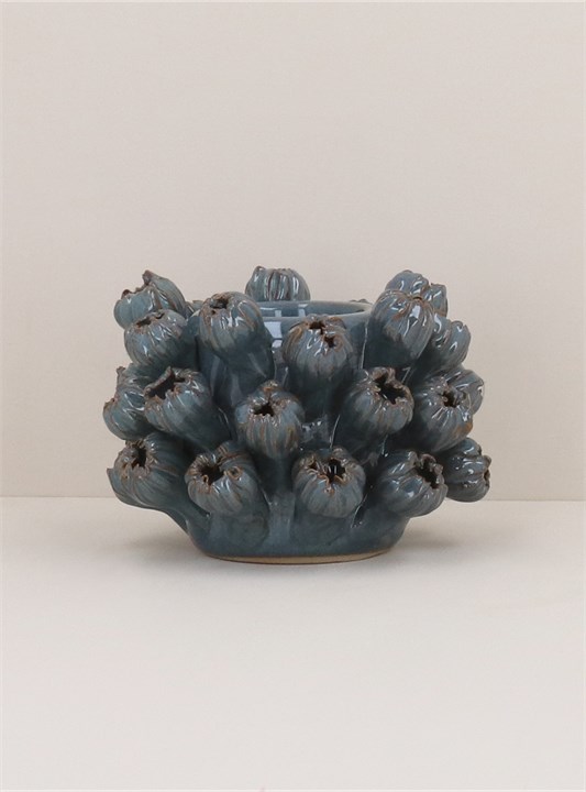 Gisela Graham Porcelain T-Lite Holder - Blue Seed Head