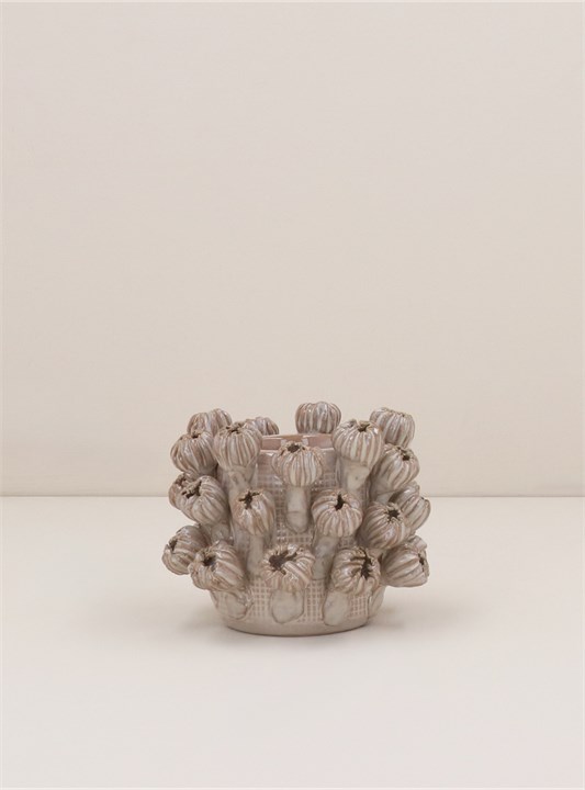 Gisela Graham Porcelain T-Lite Holder - Taupe Seed Head