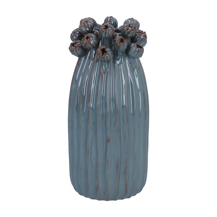 gisela graham Porcelain Vase - Blue Seed Head Applique