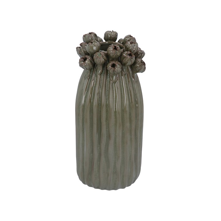gisela graham Porcelain Vase - Green Seed Head Applique Large
