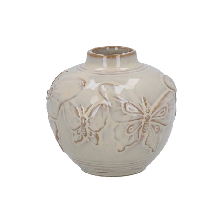 gisela graham Porcelain Vase - Taupe Butterfly Bud Mini