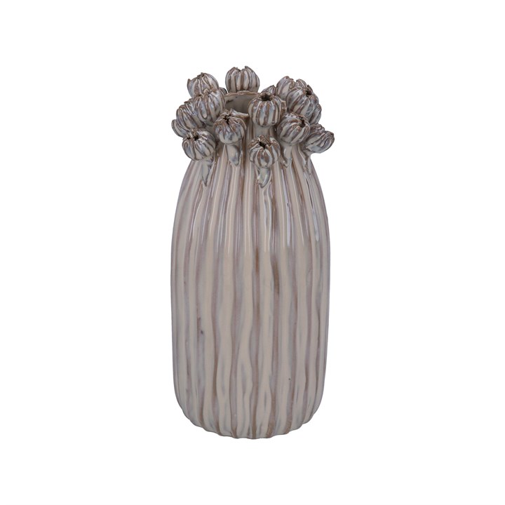gisela graham Porcelain Vase - Taupe Seed Head Applique