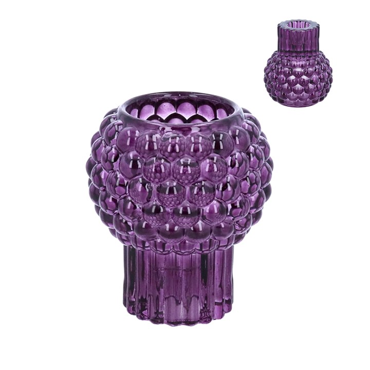 gisela graham Purple Glass Bobble Crown/T-lite Holder