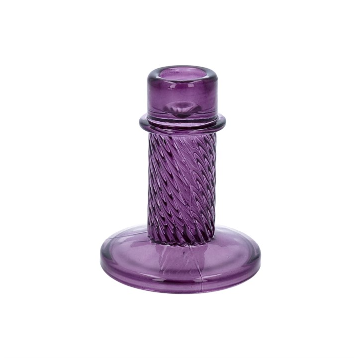 gisela graham Purple Glass Twist Column Candlestick
