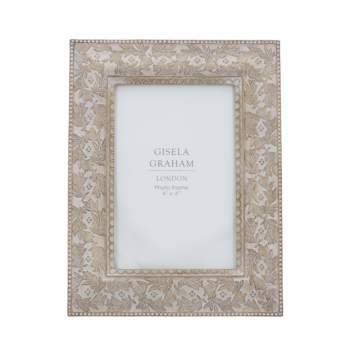gisela graham Resin Photo Frame (4x6) - Taupe Wood Effect Leaf