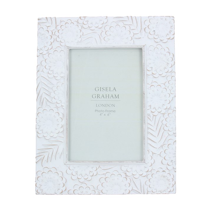 gisela graham Resin Photo Frame (4x6) - White Natural Floral