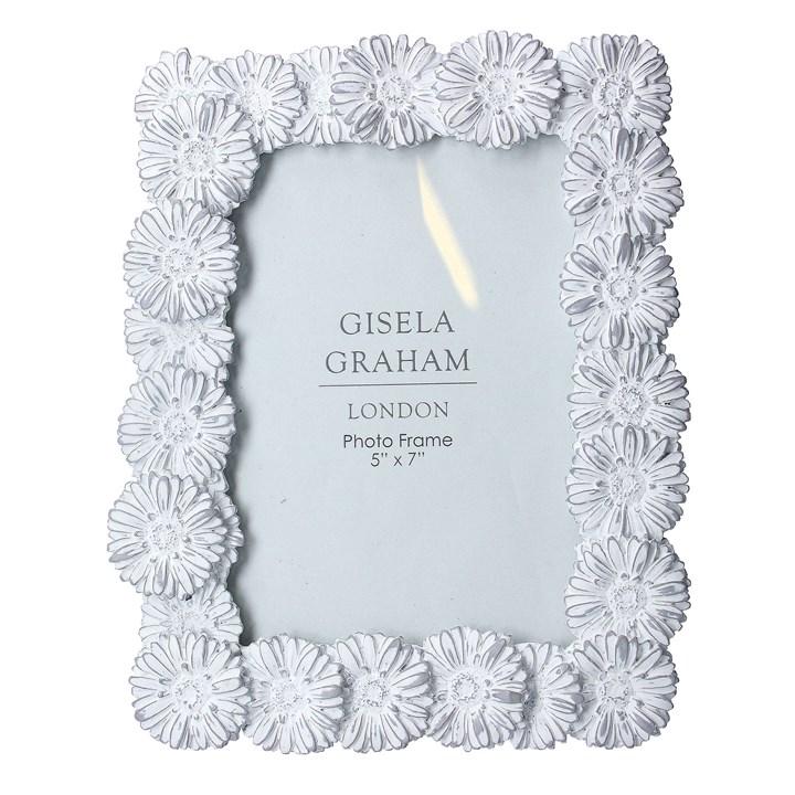 gisela graham Resin Photo Frame (5x7) - Grey Wash Daisy