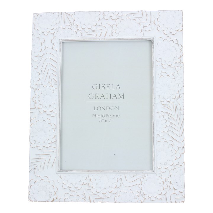 gisela graham Resin Photo Frame (5x7) - White Natural Floral
