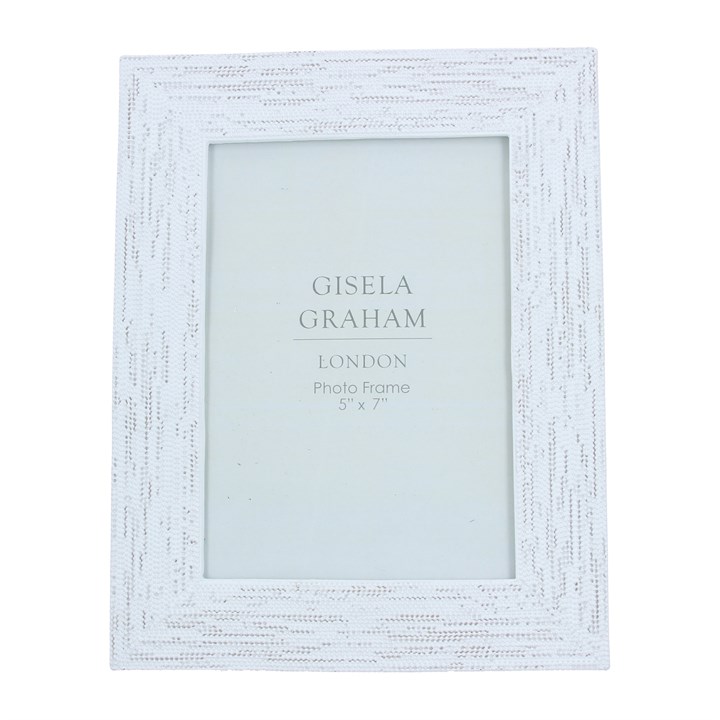gisela graham Resin Photo Frame (5x7) - White Wash Beaded
