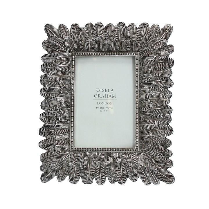 gisela graham Resin Photo Frame - Antiqued Silver Feather