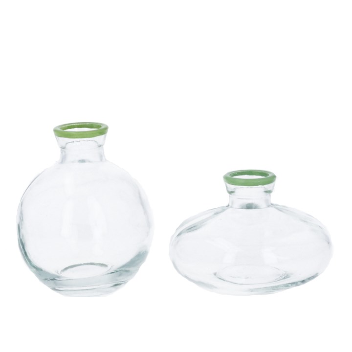 gisela graham Set of 2 Glass Vases - Buds with Green Rims