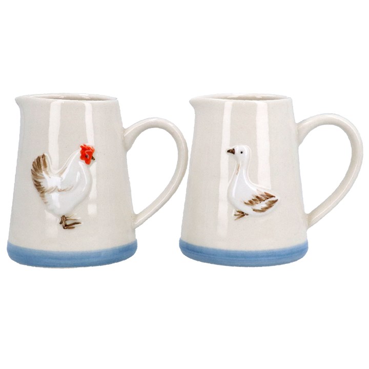 gisela graham Set of 2 Stoneware Mini Jugs - Hen & Duck