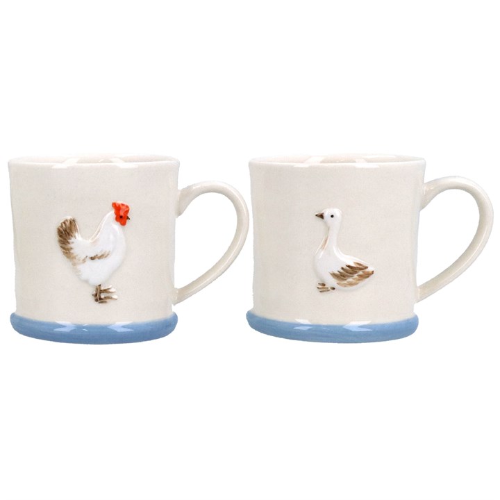 gisela graham Set of 2 Stoneware Mini Mugs - Hen & Duck