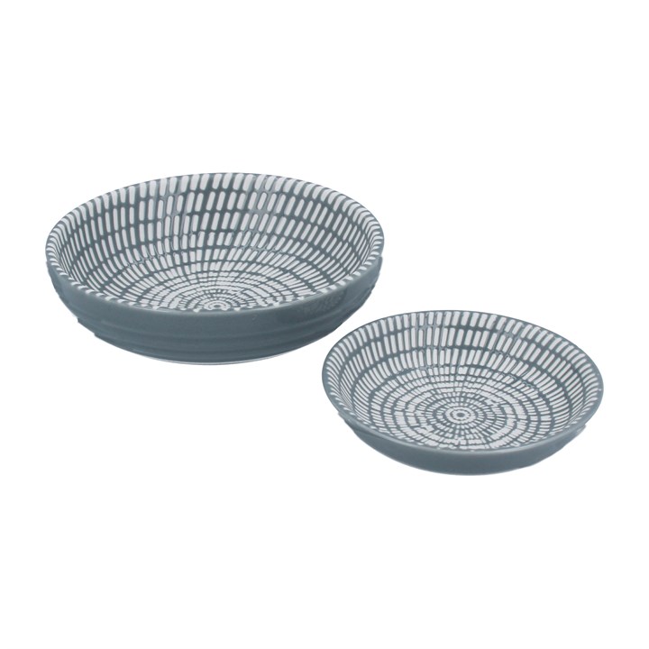gisela graham Set of 2 Trinket Dishes - Dark Grey Ceramic Leaves