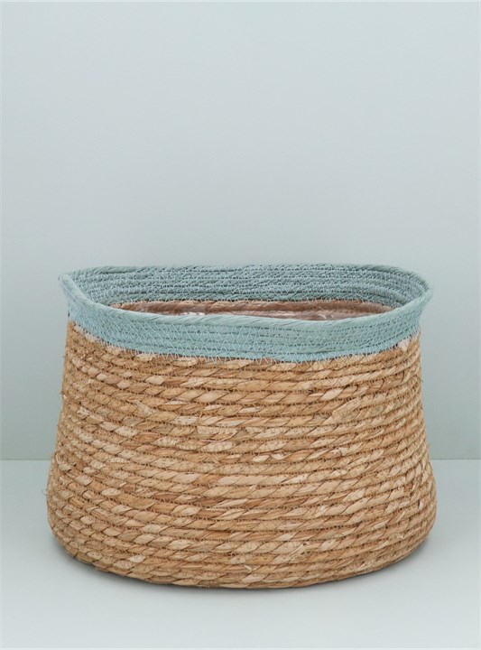 Gisela Graham Set Of 3 Woven Tub Baskets - Brown Trim Natural