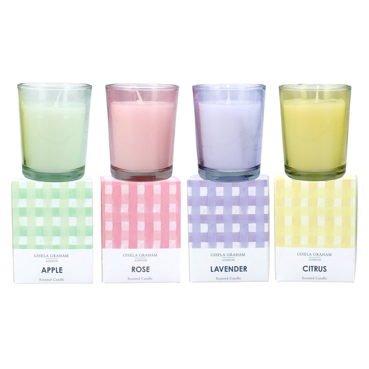gisela graham Set of 4 Boxed Scented Candles - Pastel Gingham