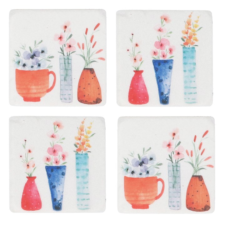 gisela graham Set of 4 Resin Coasters - Floral Arrangement