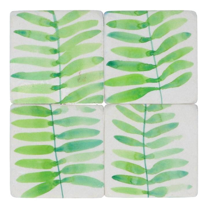 gisela graham Set of 4 Resin Coasters - Fronds Watercolour