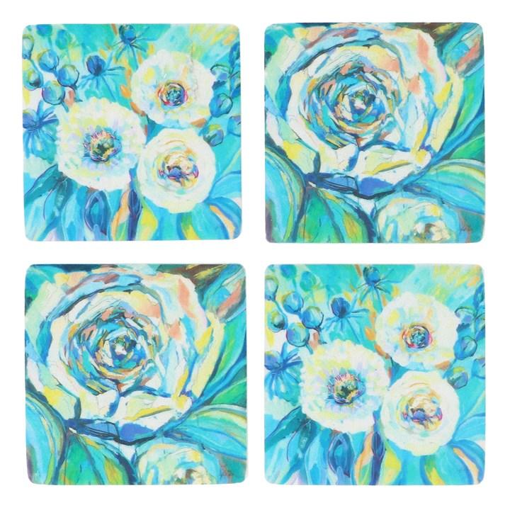 gisela graham Set of 4 Resin Coasters - Impressionist Roses