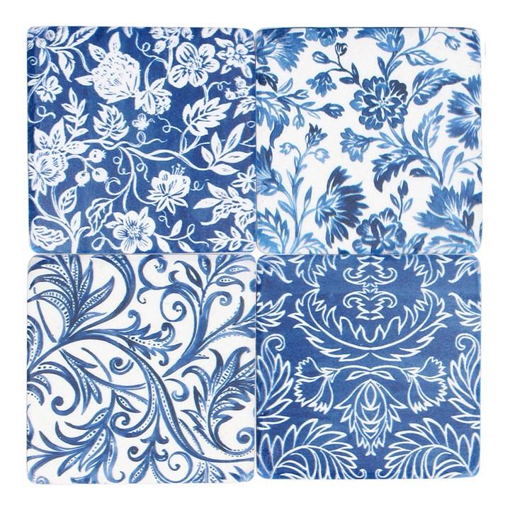 gisela graham Set of 4 Resin Coasters - Indigo Wallpaper